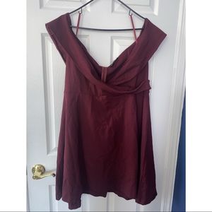 Eloquii wine red off the shoulder dress